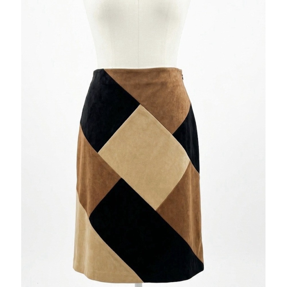 Bay Studio 70s Retro Boho Bratz Colorblock Faux Suede Midi Skirt 14 minimalist